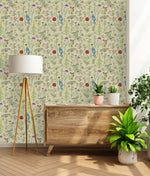 Wildflowers on Green Background Wallpaper
