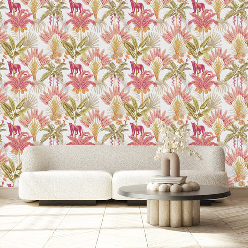 Pink Palms Pattern Wallpaper