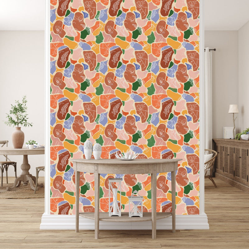 Colorful Wallpaper with Leaves