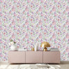 Contemporary Pink and Violet Flowers Wallpaper Tasteful