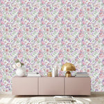 Contemporary Pink and Violet Flowers Wallpaper Tasteful