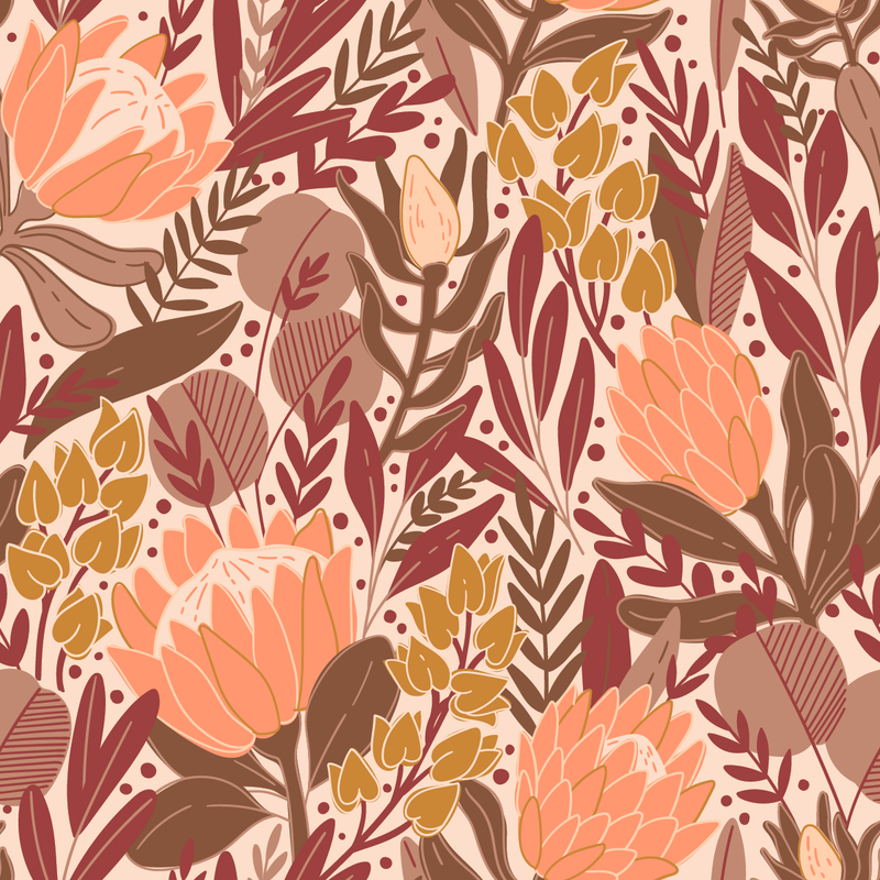 Protea with Red Leaves Wallpaper