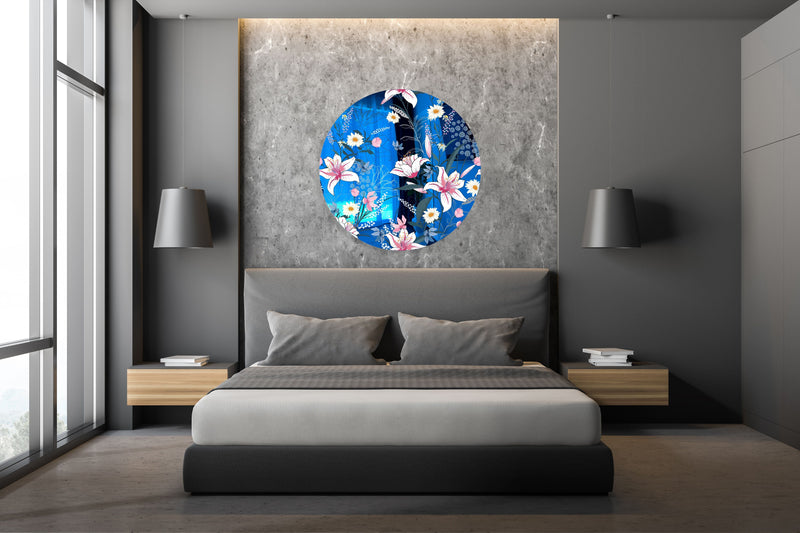 Tropical Botanical Motifs Printed Mirror Acrylic Circles