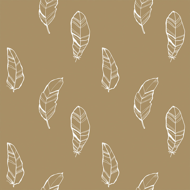 Beige Wallpaper with Feathers