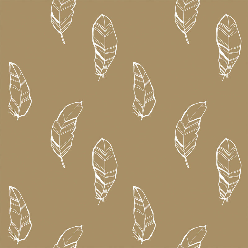 Beige Wallpaper with Feathers