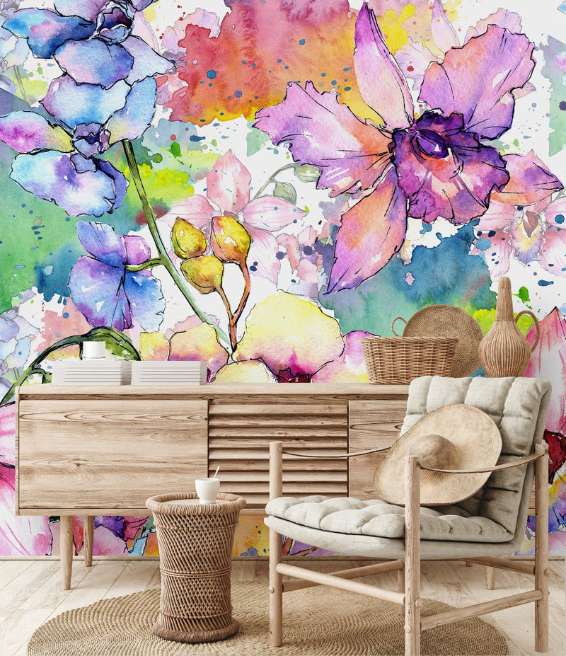 Watercolor Orchids Wallpaper