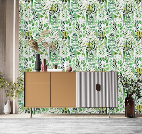 Modish Green Plants Wallpaper Vogue