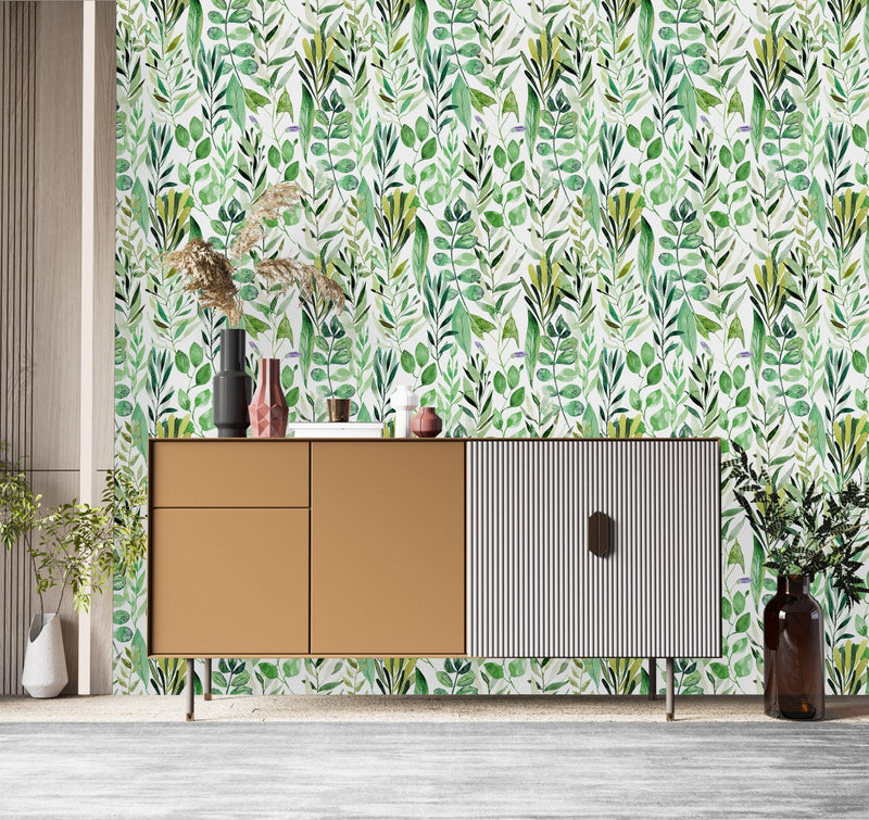 Modish Green Plants Wallpaper Vogue