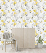 Contemporary Yellow Flowers Wallpaper Chic