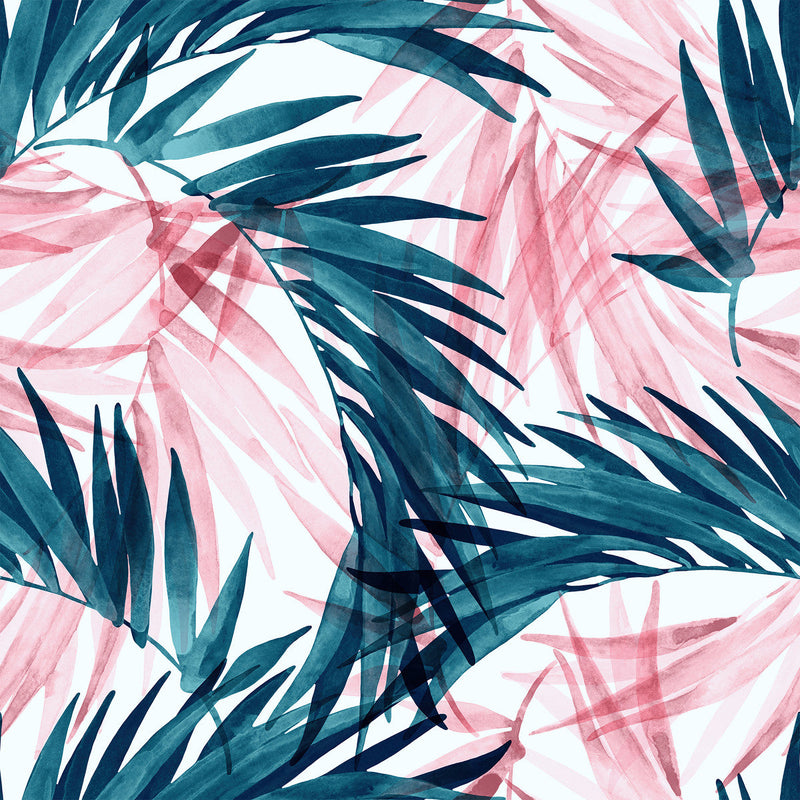 Pink and Dark Green Leaves Wallpaper