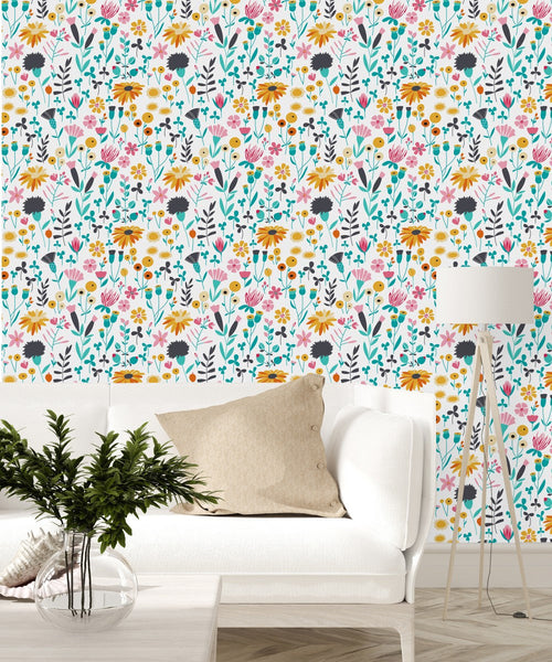 Contemporary Spring Flowers Wallpaper Fashionable