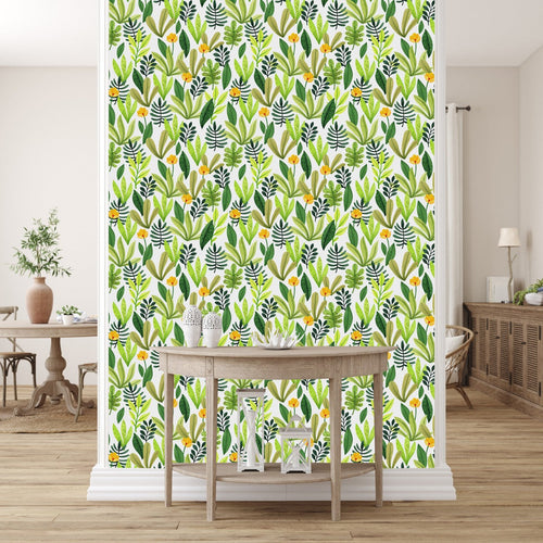 Fashionable Brightly Leaves Wallpaper Chic