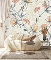 Contemporary Beige Floral Wallpaper Smart Quality