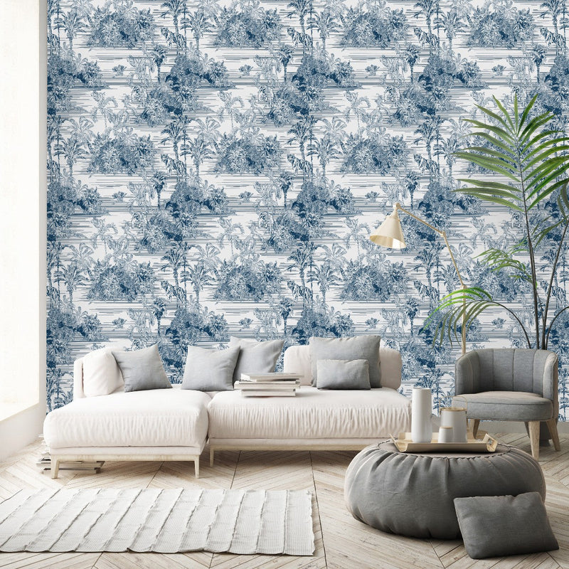 Tigers and Palms Pattern Wallpaper
