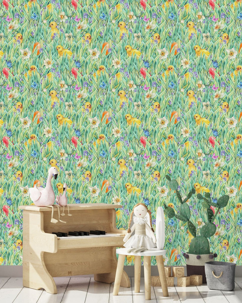 Chickens on the Grass Wallpaper
