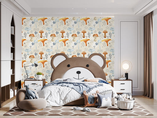 Stylish Mushrooms Pattern Wallpaper