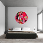 Pink Poppy Flowers Printed Mirror Acrylic Circles