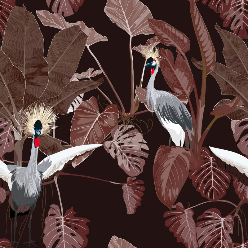 Burgundy Wallpaper with Leaves