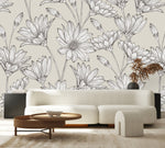 Beige Floral Wallpaper