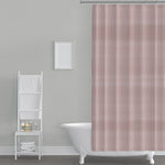 Shower Curtain in Farmhouse Red Traditional Ticking Stripe on Beige