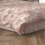 Tailored Bedskirt in Farmhouse Red Traditional Ticking Stripe on Beige