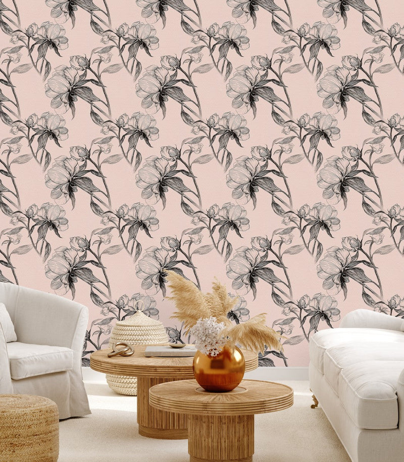Stylish Beige Floral Wallpaper Vogue Quality
