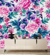 Elegant Modern Pink and Purple Flowers Wallpaper