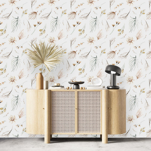Watercolor Beige Flowers Wallpaper