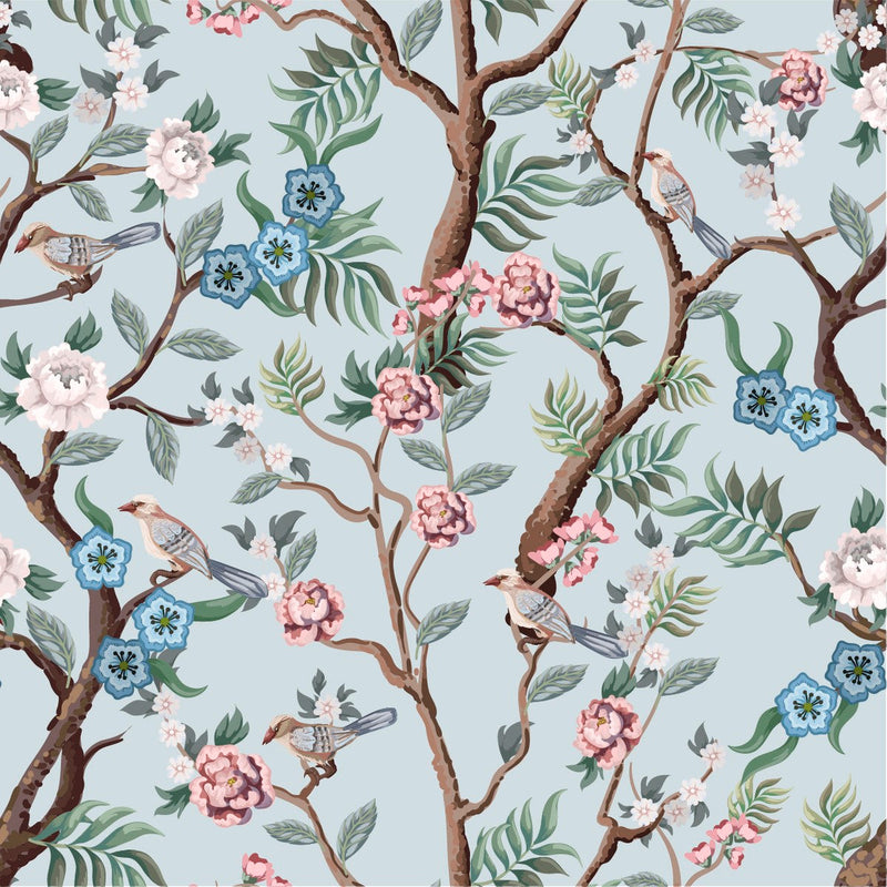 Birds and Little Flowers Wallpaper