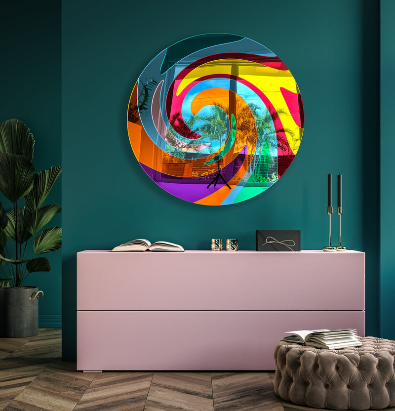Oversized Contemporary Wall Art Mirrored Acrylic Art Swirl Mirror