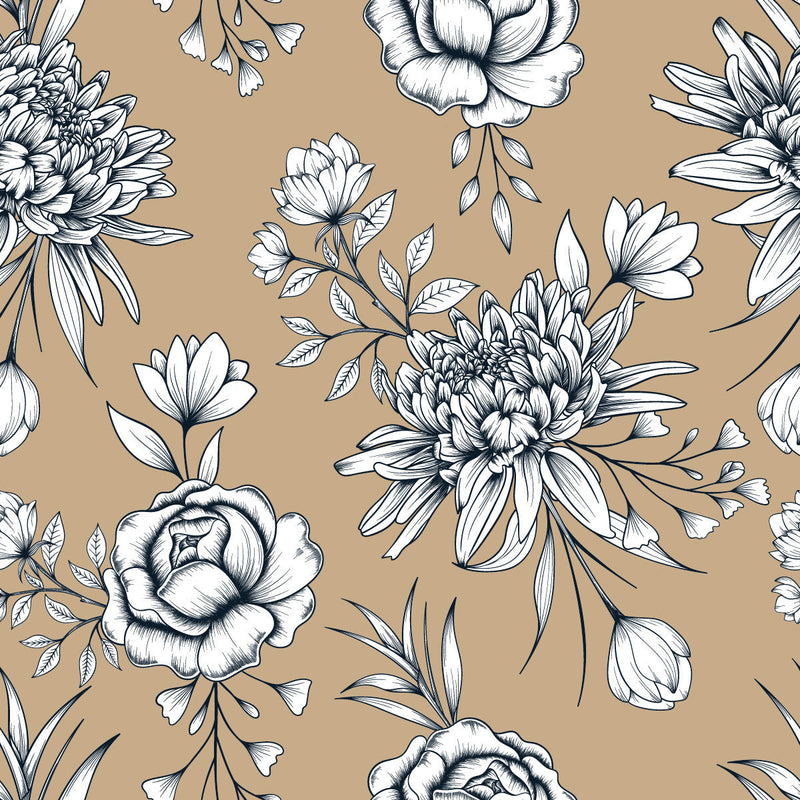 Beige Floral Wallpaper