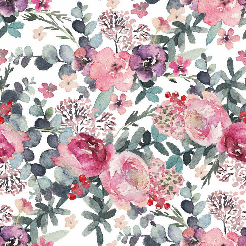 Watercolored Pink Flowers Wallpaper