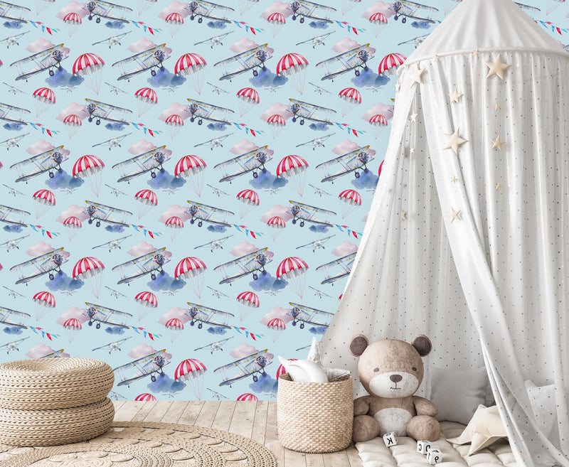 Plane and Parachute Wallpaper