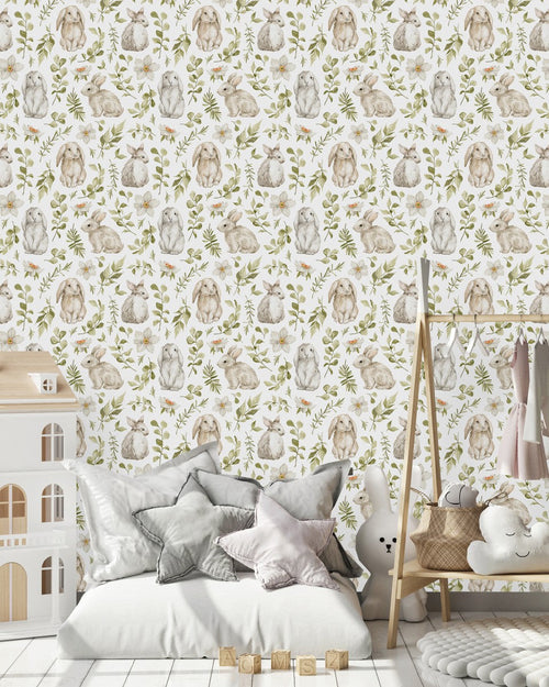Beige Hares Wallpaper