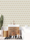 White Wallpaper with Beige Pyramid