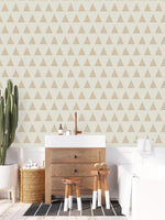 White Wallpaper with Beige Pyramid