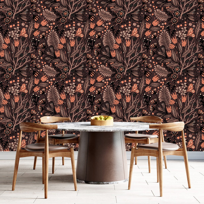 Brown Floral Wallpaper