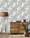 White Wallpaper with Floral Design