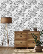 White Wallpaper with Floral Design