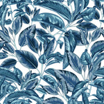 Modish Dark Blue Leaves Wallpaper Chic