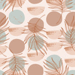 Tropical Leaves with Abstract Circles Wallpaper