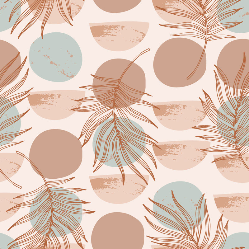 Tropical Leaves with Abstract Circles Wallpaper