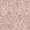 Beige Monstera Contour Leaves Wallpaper