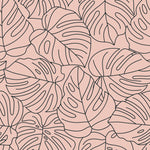 Beige Monstera Contour Leaves Wallpaper
