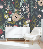 Painted Poppies on Grey Background Wallpaper