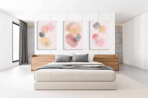 Pink Shapes Pattern Set of 3 Prints Modern Wall Art Modern Artwork