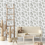 White Wallpaper with Animals
