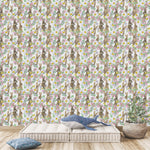 Contemporary Hares between Flowers Wallpaper Smart