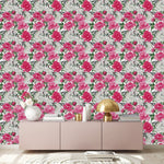 Cranes and Pink Peonies Wallpaper