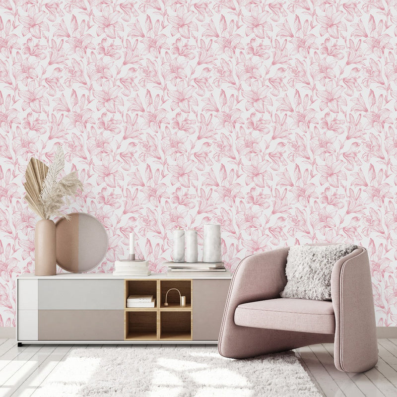 Stylish Pink Lilies Wallpaper Chic